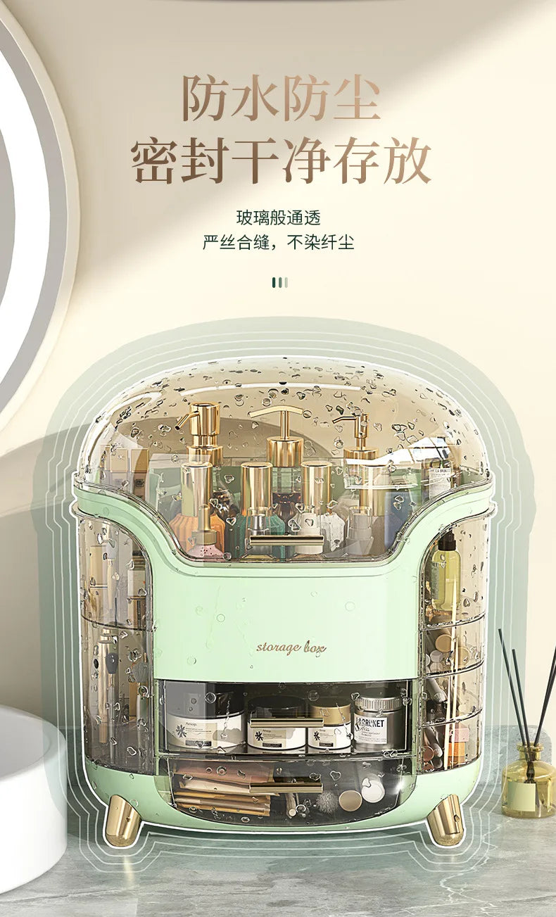 Cosmetics storage box, internet famous, light luxury desktop, large capacity dust-proof shelf, storage compartment, storage box