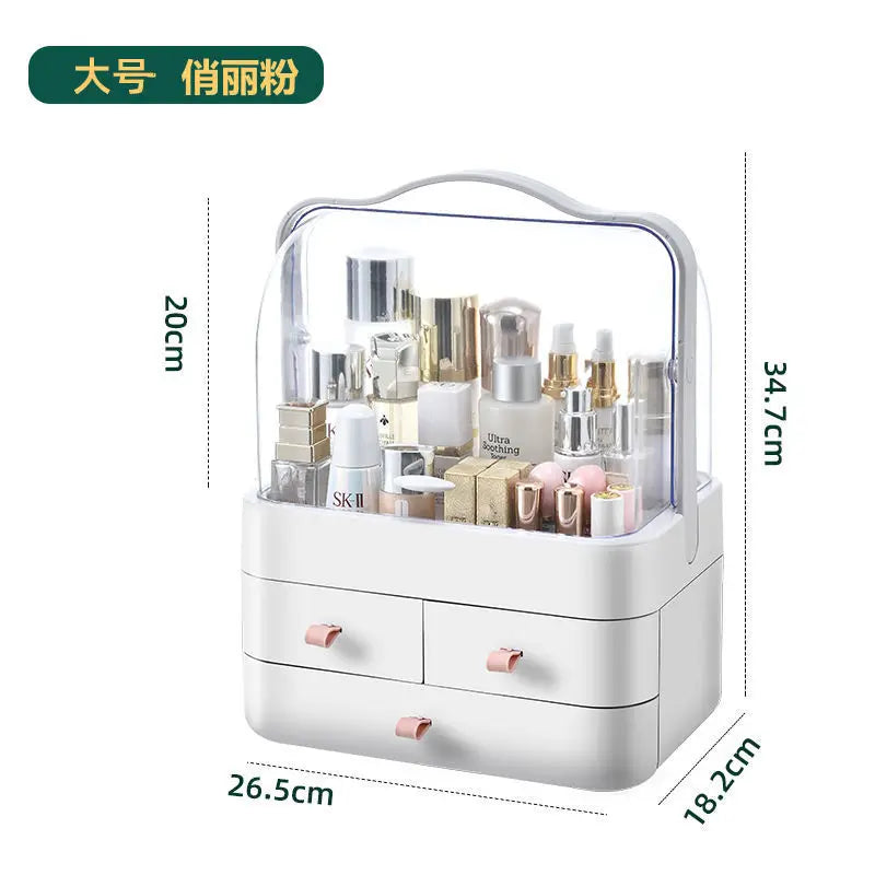 Cosmetics Receiving Box Dust-Proof Desktop Makeup Organizer with Drawer for Skin Care Products Household Storage Box Shelf