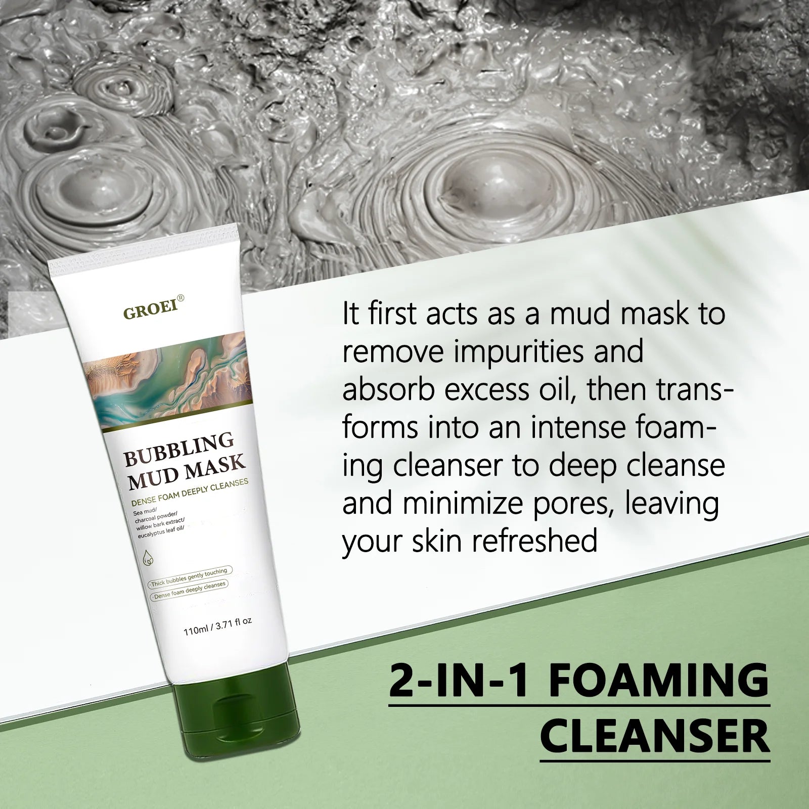 facial foam cleansing lotion deeply cleanses, removes dirt, absorbs oil, shrinks pores and cleanses the skin