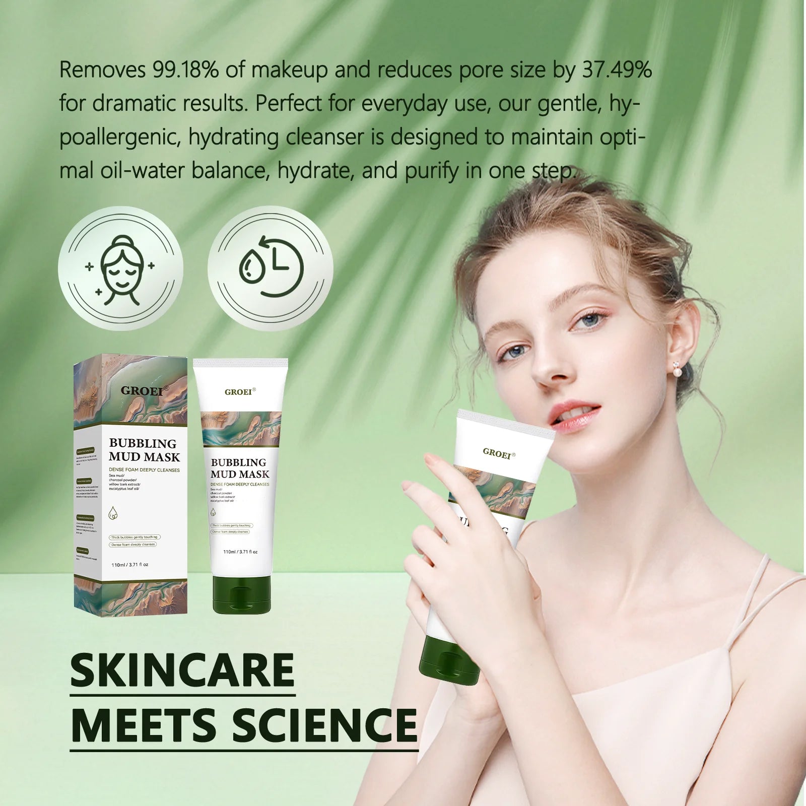 facial foam cleansing lotion deeply cleanses, removes dirt, absorbs oil, shrinks pores and cleanses the skin