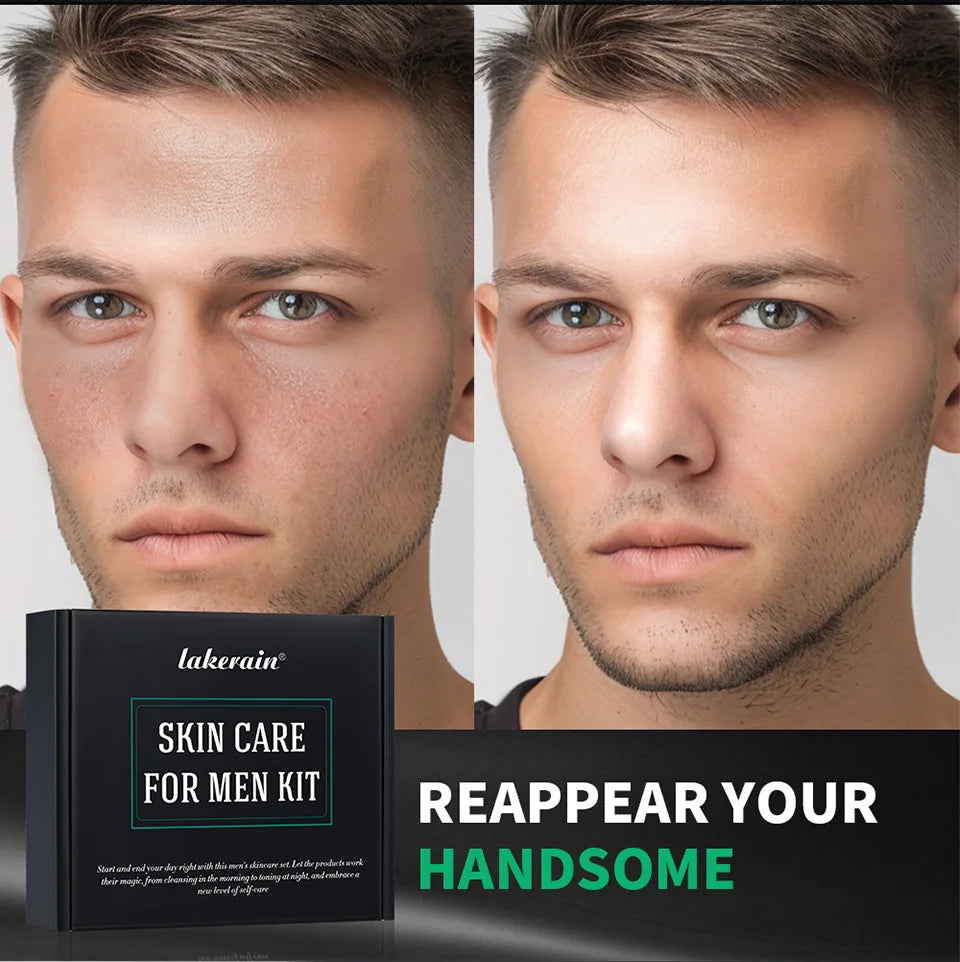 Men's Skin Care Kit - 3 in 1 Set with Face Wash, Moisturizing Cream & Eye Cream, Daily Anti-Aging & Oil Control Facial Treatment