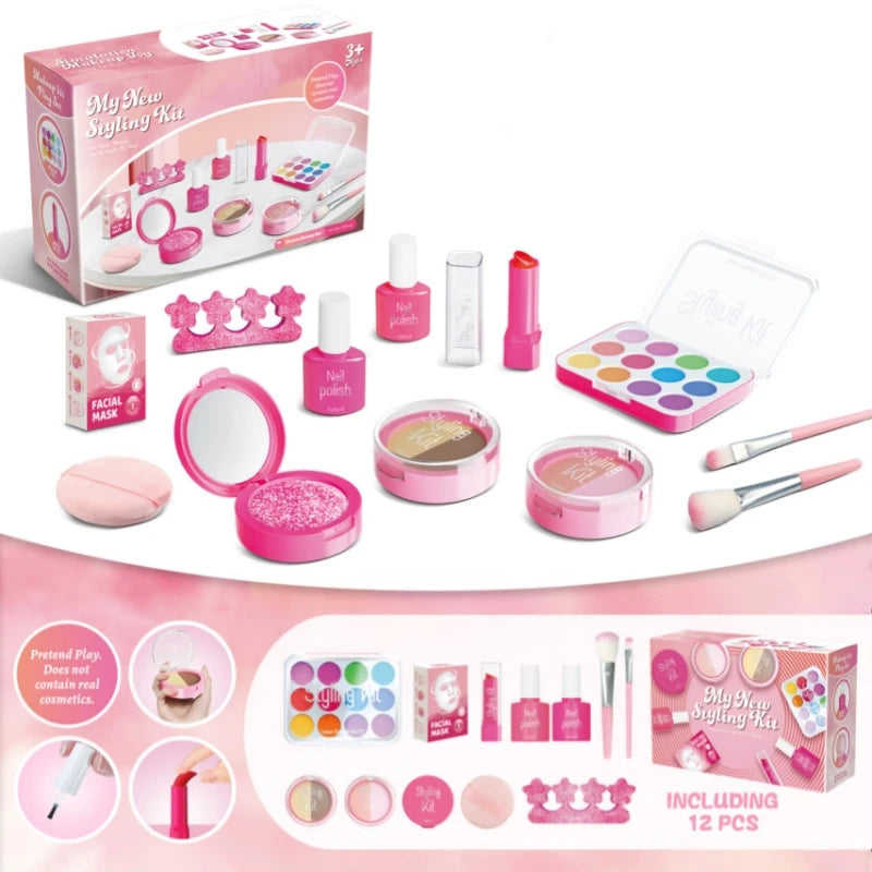 Kids Toys Simulation Cosmetics Set Pretend Makeup Toys Girls Play House Simulation Make up Educational Toys for Girls Fun Game