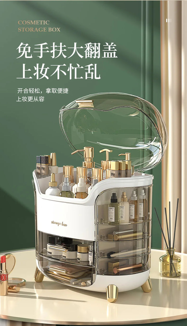 Cosmetics storage box, internet famous, light luxury desktop, large capacity dust-proof shelf, storage compartment, storage box