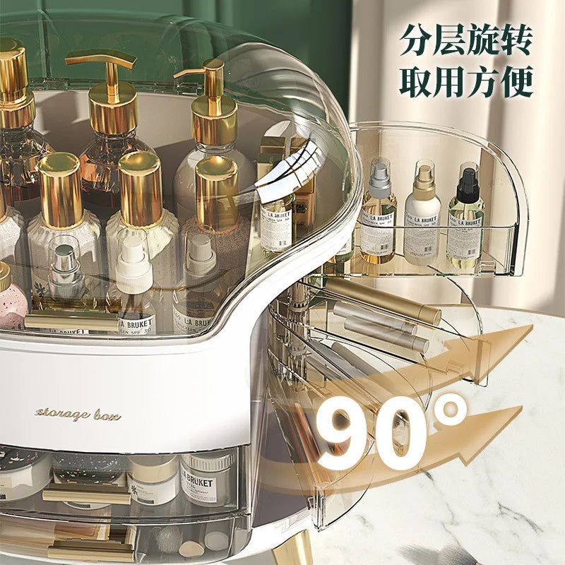 Cosmetics storage box, internet famous, light luxury desktop, large capacity dust-proof shelf, storage compartment, storage box