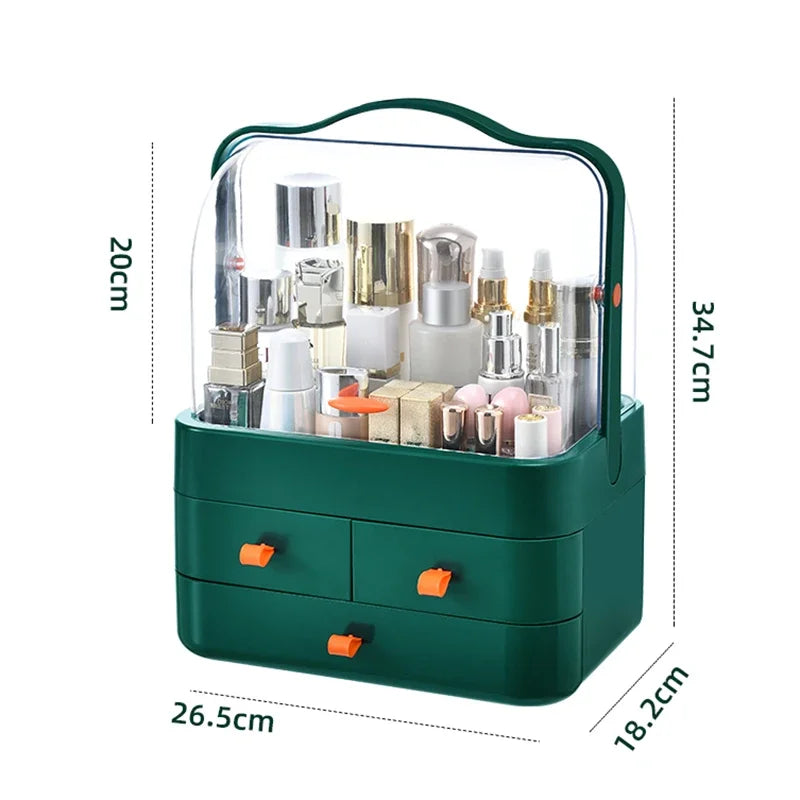Cosmetics Receiving Box Dust-Proof Desktop Makeup Organizer with Drawer for Skin Care Products Household Storage Box Shelf