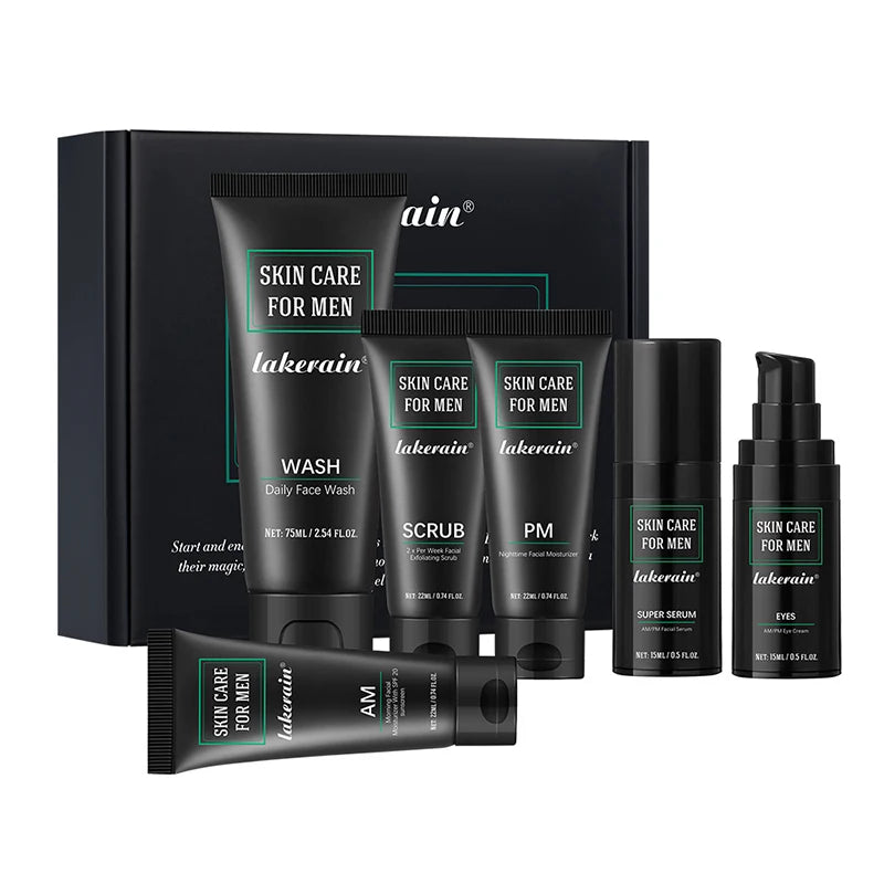 Men's Skin Care Kit - 3 in 1 Set with Face Wash, Moisturizing Cream & Eye Cream, Daily Anti-Aging & Oil Control Facial Treatment