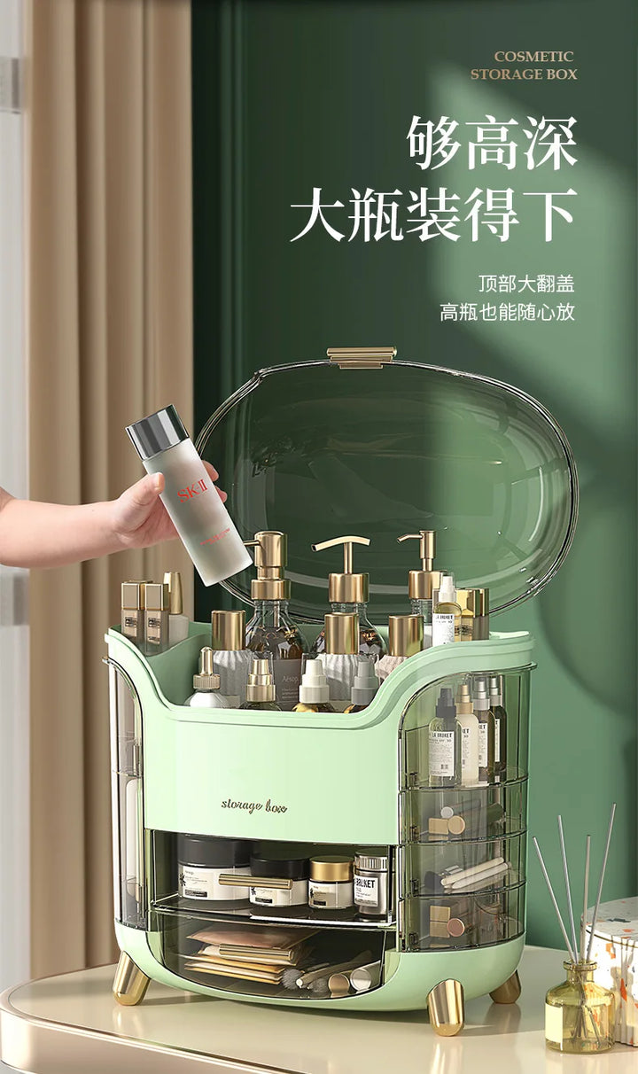 Cosmetics storage box, internet famous, light luxury desktop, large capacity dust-proof shelf, storage compartment, storage box
