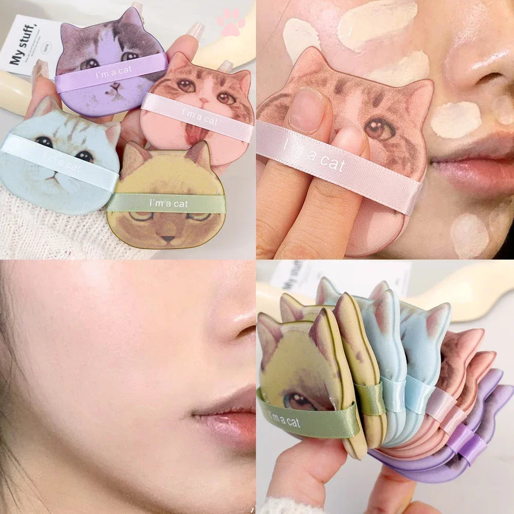 Cute Cartoon Cat Cosmetic Puff Dry Wet Dual-use Double Side Makeup Puffs Air Cushion Foundation Concealer Cream Powder Sponge