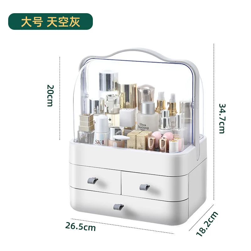 Cosmetics Receiving Box Dust-Proof Desktop Makeup Organizer with Drawer for Skin Care Products Household Storage Box Shelf