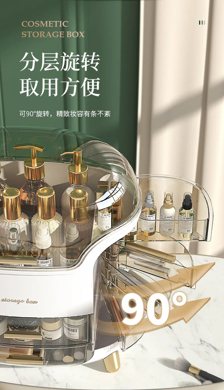 Cosmetics storage box, internet famous, light luxury desktop, large capacity dust-proof shelf, storage compartment, storage box