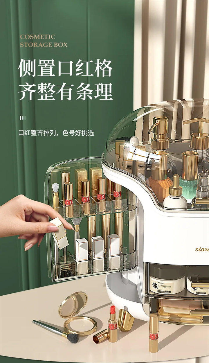 Cosmetics storage box, internet famous, light luxury desktop, large capacity dust-proof shelf, storage compartment, storage box