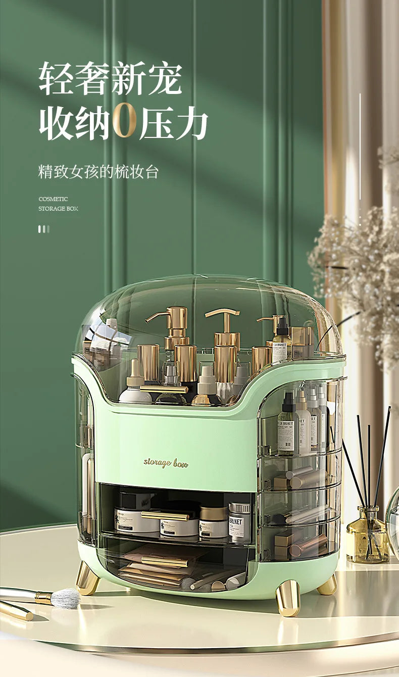 Cosmetics storage box, internet famous, light luxury desktop, large capacity dust-proof shelf, storage compartment, storage box