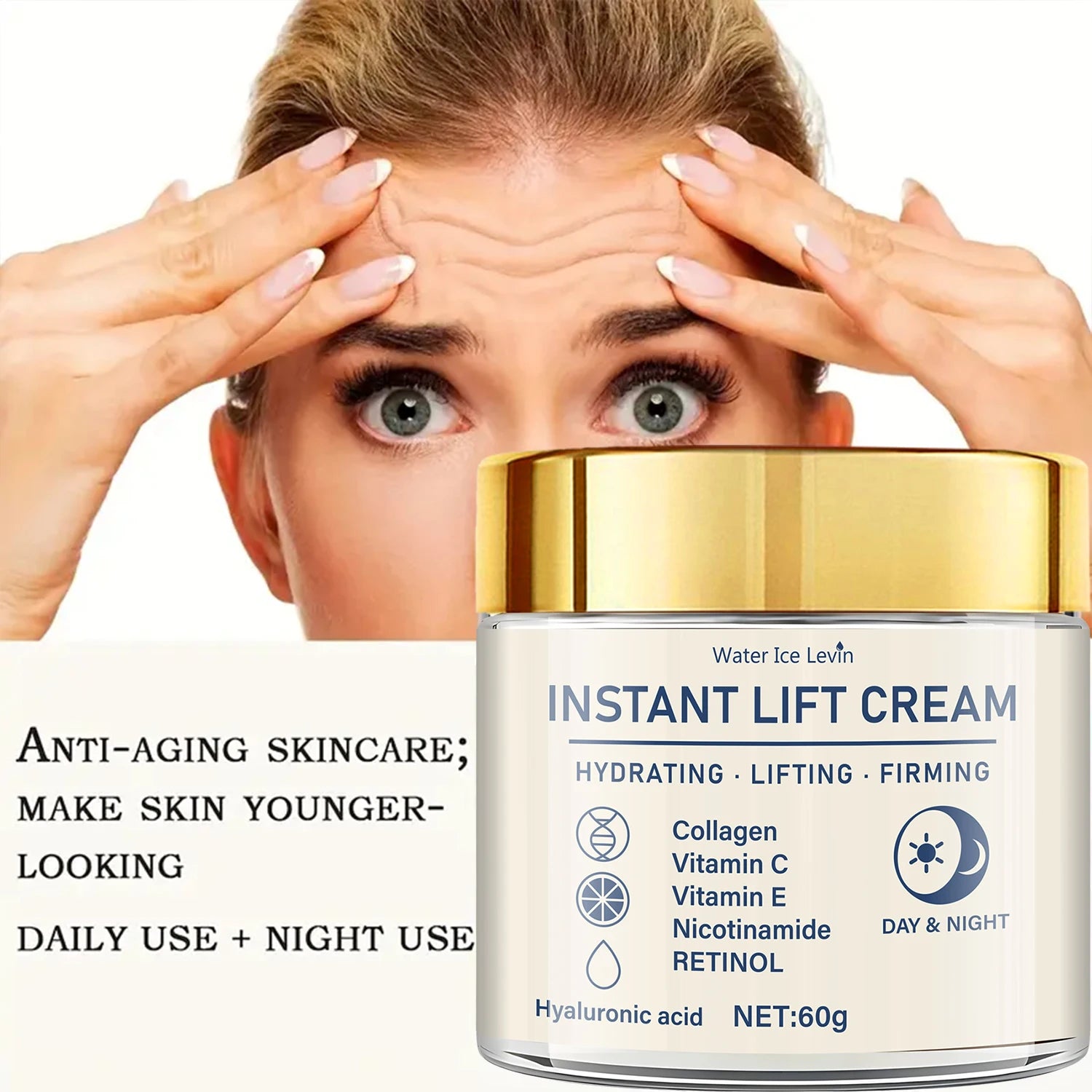Facial Firming Lifting Cream - Rich in Hyaluronic Acid, Retinol, Firming and Firming, Moisturizing Skin, Suitable for Any Skin, Daily Skin Care Products