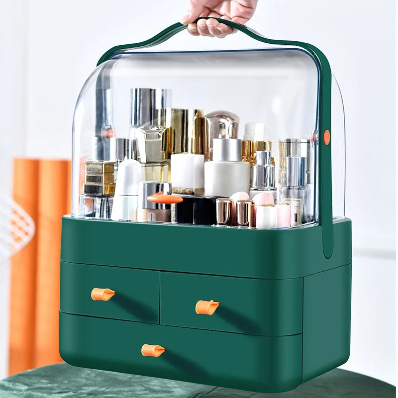 Cosmetics Receiving Box Dust-Proof Desktop Makeup Organizer with Drawer for Skin Care Products Household Storage Box Shelf